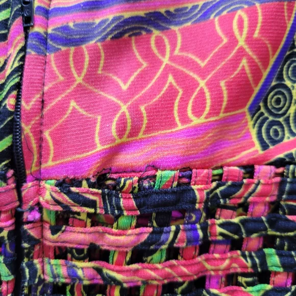Vintage 70s 80s Vibrant Print Genie Artsy Multicolor Wide Leg Jumpsuit Sz Small - Picture 7 of 16